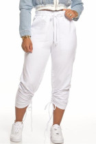 White Fashion Casual Bandage Sports Trousers