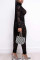 Black Sexy Turtleneck Perspective Lace Two-Piece Set