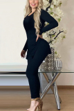 Black Fashion Sexy Long Sleeve Trousers Suit