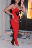 Red Sexy Fashion Stitching Sleeveless Jumpsuit