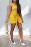 Yellow Sexy Fashion Suspender Dress