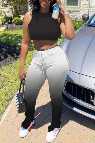 Black Sexy Fashion Printed Trousers Sports Set