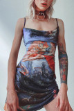Multicolor Sexy Fashion Print Suspender Dress