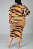 Leopard print Fashion Casual Print Plus Size Dress