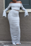 Grey Fashion Sexy Halter Top Skirt Two-piece Set