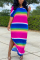 Red Fashion Casual Striped Printed Long Dress