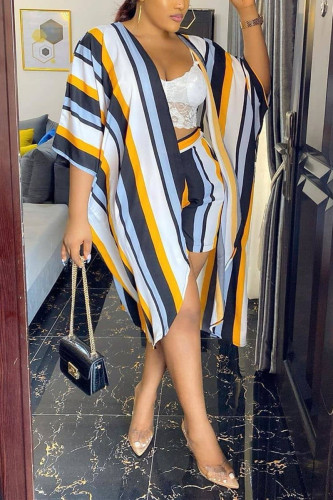 PurplishBlue Fashion Casual Striped Cover Up Shorts Set