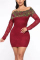 Wine Red Sexy Fashion Long Sleeve Off Shoulder Dress