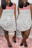 Pink Fashion Striped Print Sleeveless Dress