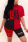 RedBlack Fashion Casual Printed Short Sleeve Shorts Set