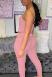 Pink Sexy Fashion Suspender Top Trousers Two-piece Set