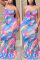 Colorful Sexy Fashion Tie-dye Printed Sling Dress