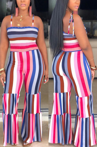 Rose Red Sexy Fashion Sling Trumpet Jumpsuit