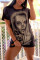 Black Fashion Casual Printed Short Sleeve T-shirt