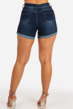 Blue Fashion Sexy Mid Waist Denim Shorts