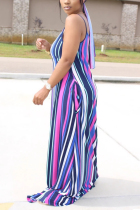 Multicolor Fashion Casual Striped Sleeveless Loose Dress