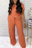 Black Fashion Casual Striped Printed Jumpsuit