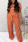 Orange Fashion Casual Striped Printed Jumpsuit