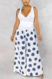 White Fashion Casual Polka Dot Printed Wide-leg Pants