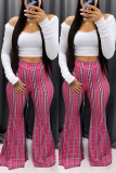 Pink Fashion Casual Printed Bell Bottoms