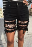 Black Fashion Sexy Printed Denim Shorts