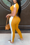 Yellow Sexy Fashion Short Sleeved T-shirt Two-piece Set