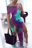 Purple Sexy Fashion Print Short Sleeve Dress