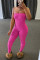 Rose Red Sexy Fashion Strapless Tight Jumpsuit