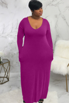 Light Purple adult Sexy Fashion Cap Sleeve Long Sleeves O neck Asymmetrical Ankle-Length asymmetrical S