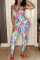 Multicolor Sexy Fashion Printed Sleeveless Jumpsuit
