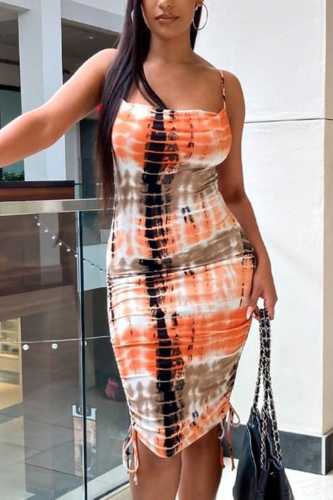 Multicolor Sexy Fashion Tie-dye Printed Sling Dress