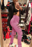 Pink Fashion Sexy Ripped Sports Trousers
