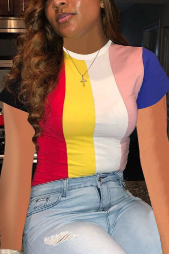 Red Fashion Casual Print Short Sleeve T-shirt