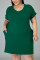 Green Fashion Casual Short Sleeve Plus Size Dress