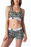 Multicolor Fashion Sexy Printed Shorts Swimsuit Set