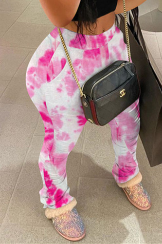Pink Fashion Casual Printed Sports Trousers
