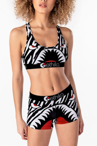 BlackWhite Sexy Fashion Printed Shorts Swimsuit Two-piece Set