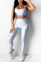 Blue Sexy Fashion Stitching Trousers Sports Set