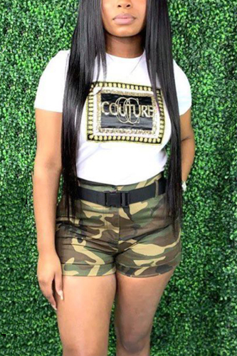 Camouflage Fashion Printed Short Sleeved T-shirt Shorts Set