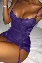 Purple Fashion Sexy Solid Hollowed Out See-through Backless Lingerie