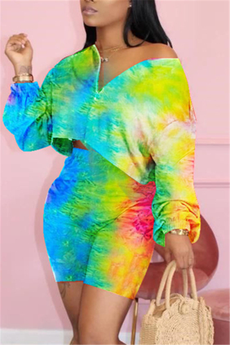 Green Fashion Gradient Printed Casual Set