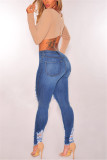 Blue Fashion Sexy Trousers