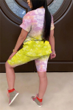 ColorfulYellow Fashion Casual Printed T-shirt Shorts Set