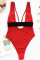 Red Sexy Sleeveless Stitching One-piece Swimsuit
