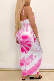 Pink Sexy Fashion Print Sling Slim Dress