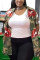 Green Denim Street Fashion Ma'am adult Turndown Collar Sequin Camouflage Sequined Pattern Plus Size overc