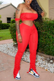 Red Sexy Fashion Trousers Two Piece Set