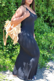 Black Sexy Fashion U-neck Sleeveless Dress