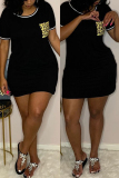 Black Fashion Short Sleeve Round Neck Dress