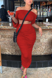 Red Fashion Sexy Halter Top Skirt Two-piece Set